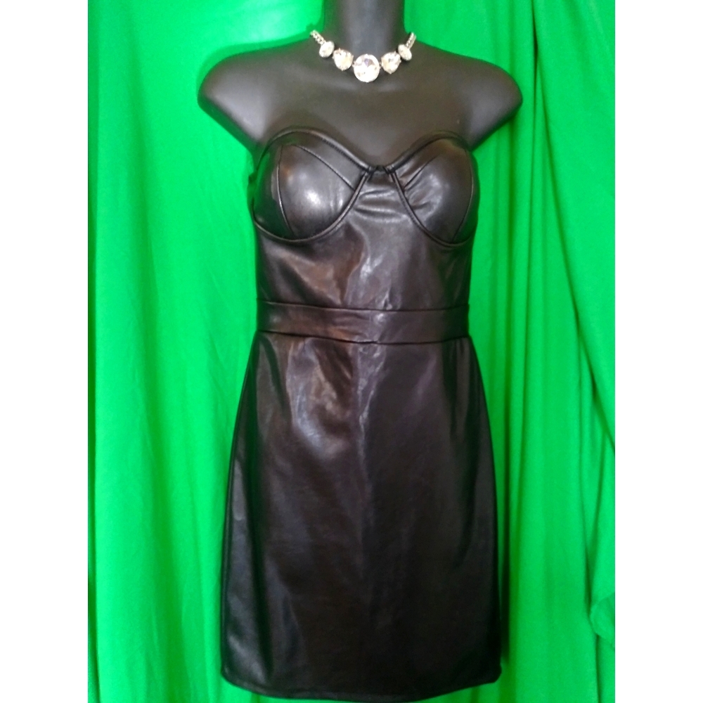 Black Faux Leather Dress